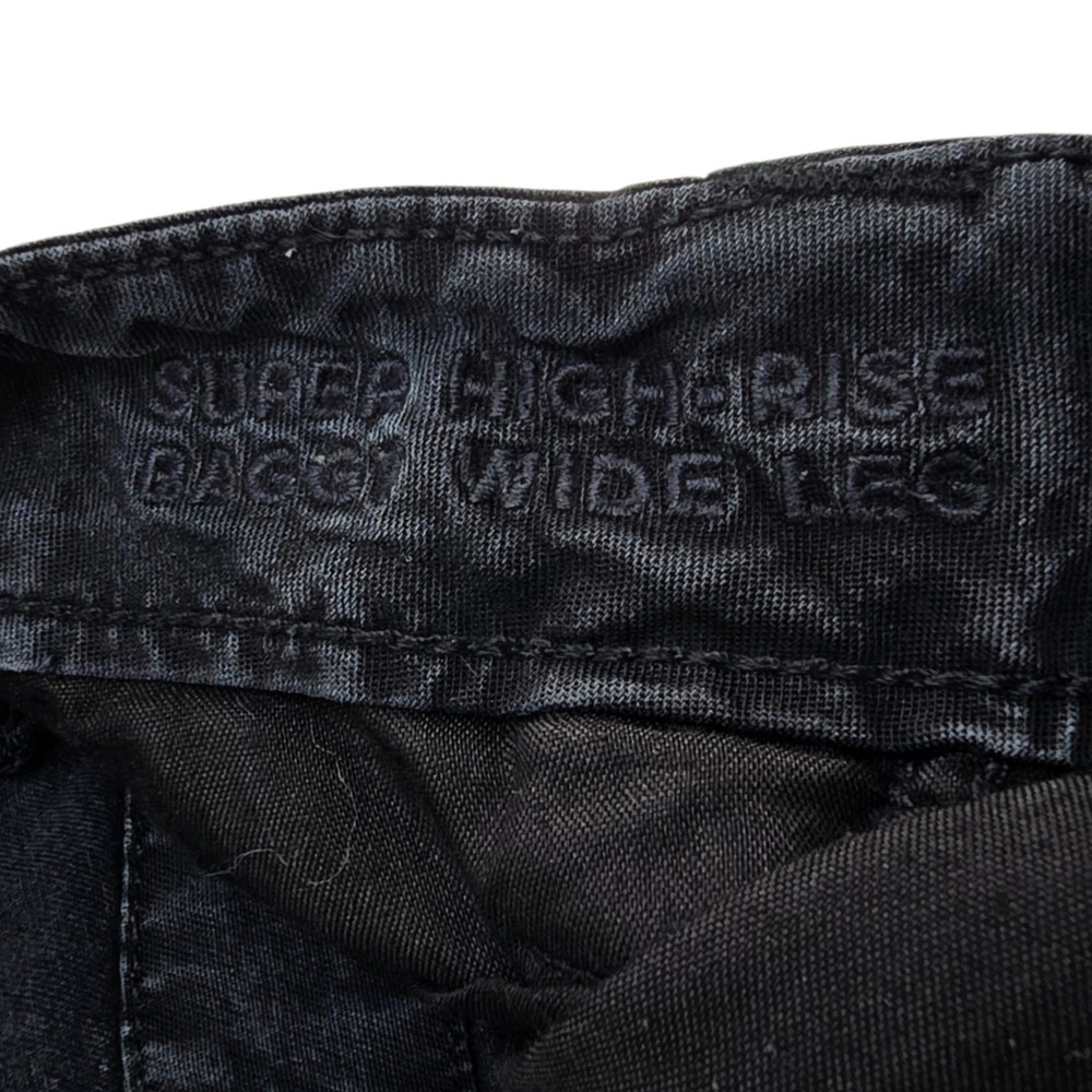 American Eagle Cargo Pants Womens 6 Black Lyocell Stretch Baggy Wide Leg Y2K 90s - Picture 7 of 10